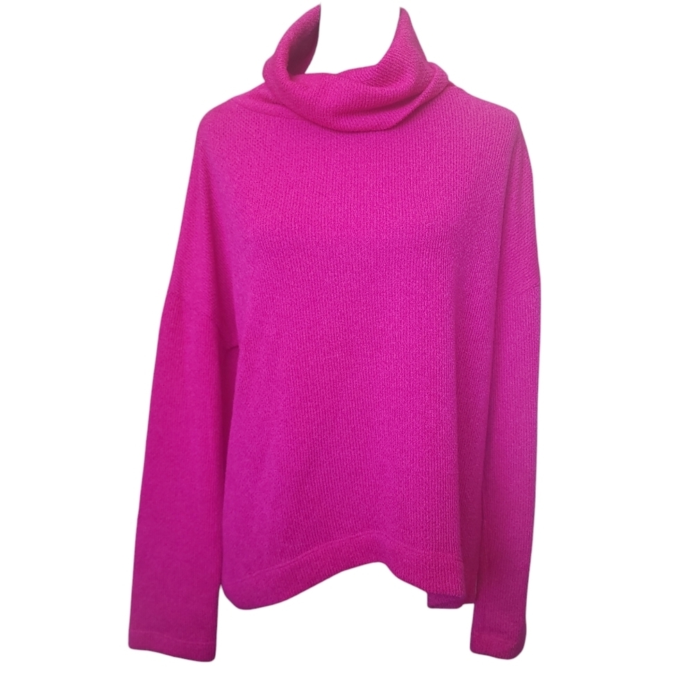 Clara Sunwoo - Cozy Turtle Neck Sweater Ribbed - Hot Pink Size Medium